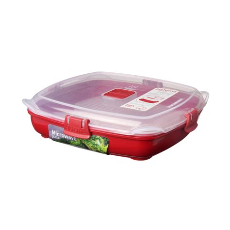 Sistema Plastic Microwave Plate 880ml, Red from Ocado