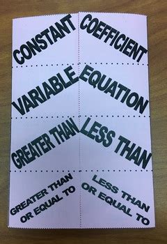 Equation/Inequality Key Words Foldable by Forever a Student | TPT