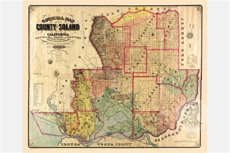 Vintage Solano County Map 1890 Old Map of Solano County | Etsy