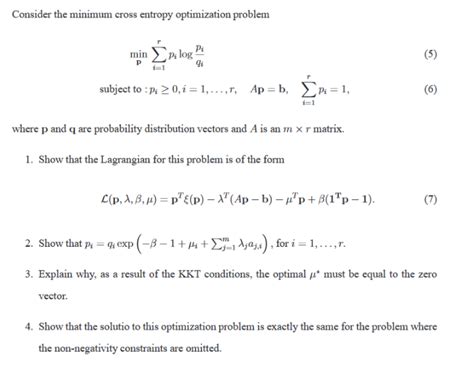 Solved Consider the minimum cross entropy optimization | Chegg.com