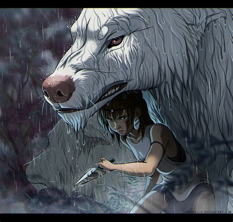 Princess Mononoke in Rain by TamberElla on DeviantArt