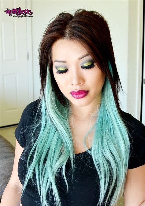 Pastel mint green hair | Brown scene hair, Scene hair, Ombre hair blonde