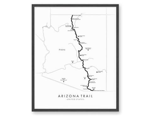 Arizona Trail Map Arizona Trail Poster Hiking USA Poster | Etsy