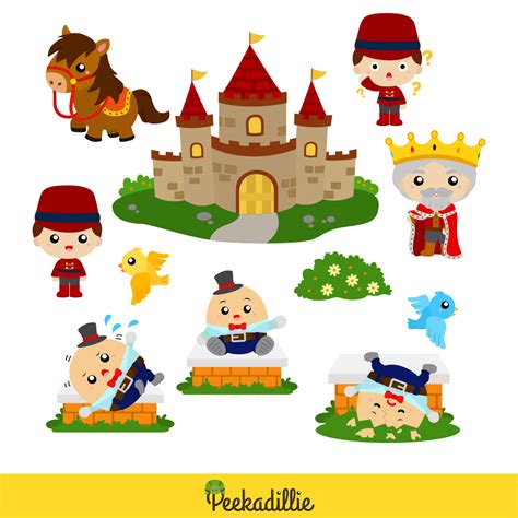 Humpty Dumpty Classic Story Rhymes Vector Clipart Illustrations ...