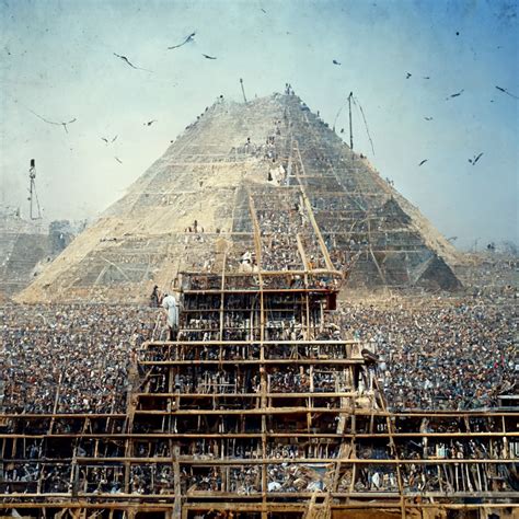 Photo of the great pyramid of Giza under construction, 2570 BC : midjourney