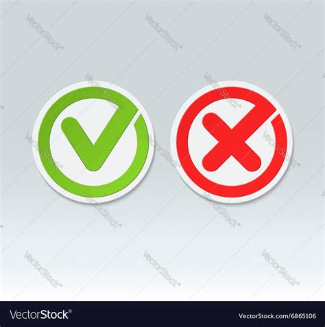 Check mark buttons tick and cross icons Royalty Free Vector