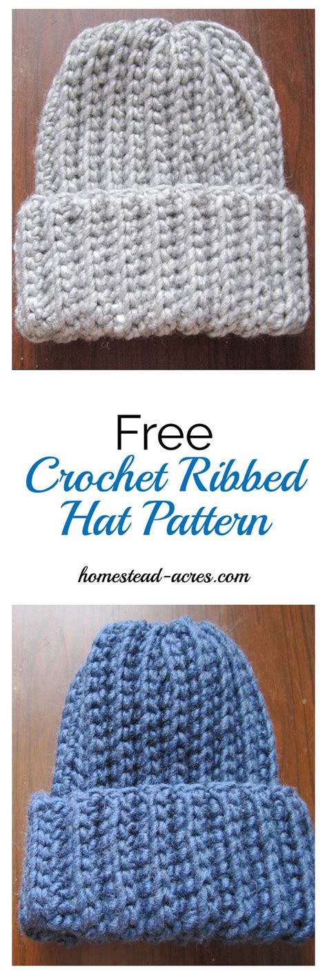 Free Crochet Ribbed Hat Pattern - Homestead Acres