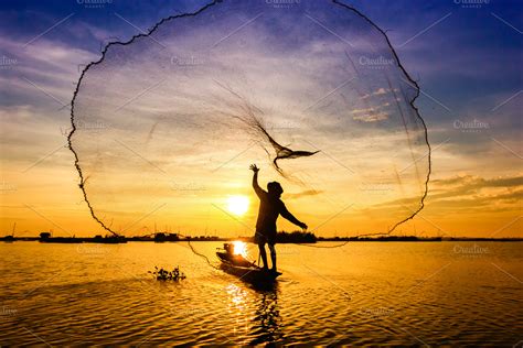 fishermen throwing net fishing | High-Quality Nature Stock Photos ...