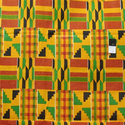 African Tribal Kente Print T-5033 Polished Cotton Fabric By The Yard