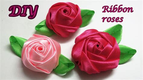 Diy ribbon roses, how to make satin ribbon roses,kanzashi roses tutorial