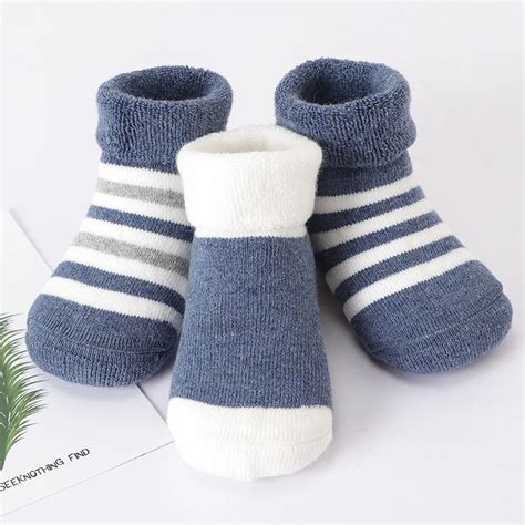 KiDaDndy 3 Pairs/lot Winter Autunm Baby Socks Striped Thickened warm ...