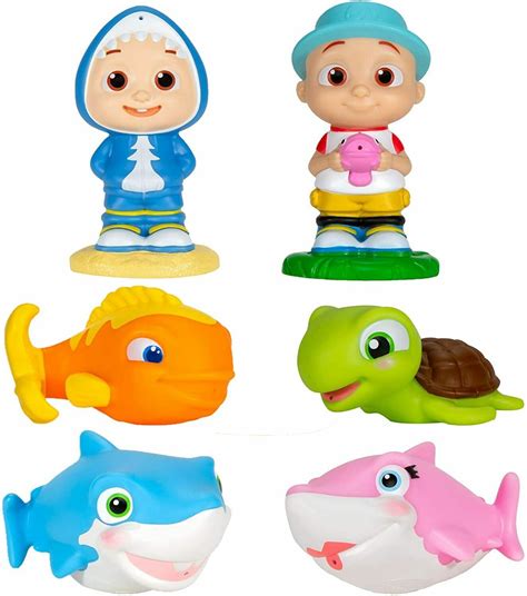 CoComelon Bath Squirter Toys, 6 Pieces - Includes JJ, Baby Shark, Mommy ...