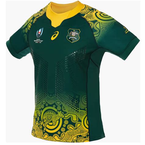 a green and yellow rugby jersey with an ornate design