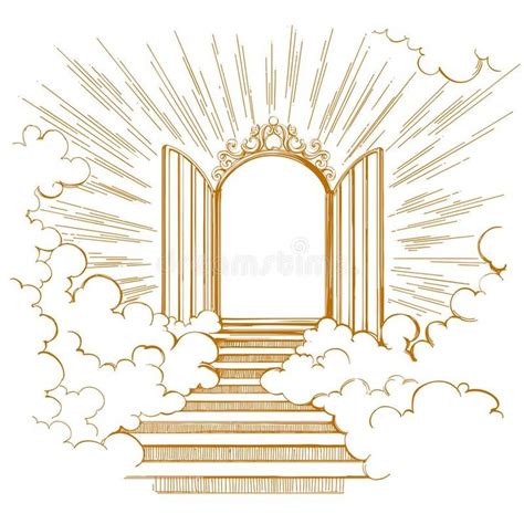 Illustration about Gates of Paradise, entrance to the heavenly city ...