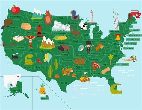 The U.S.: 50 States (Cartoon Version) - Map Quiz Game