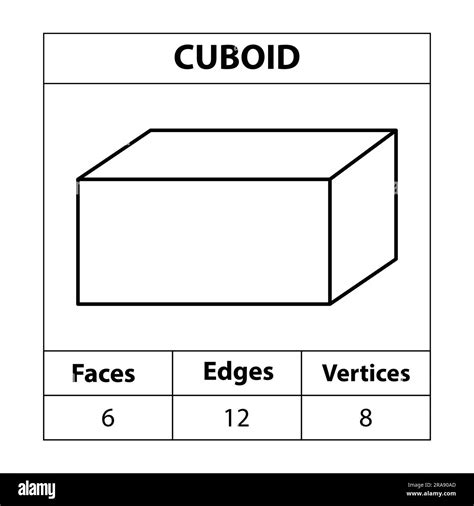 Cuboid faces, edges, vertices Geometric figures outline set isolated on ...