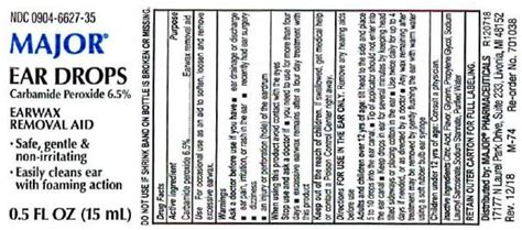 BUY Carbamide Peroxide 6.5% - Major (Ear Drops) 6.5 g/100mL from GNH ...