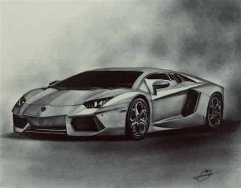 Realistic Pencil Drawing of a Silver Sports Car