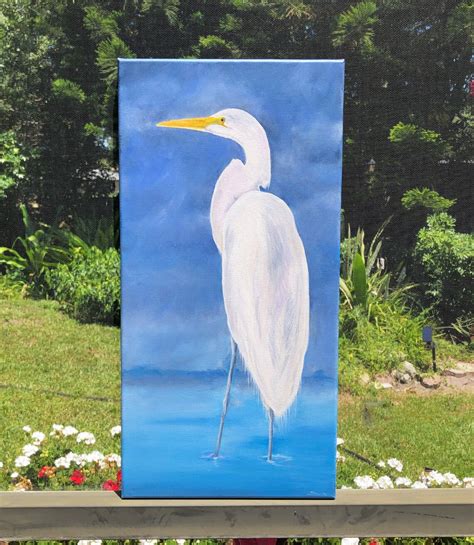 White Heron Oil Painting on Canvas | Etsy