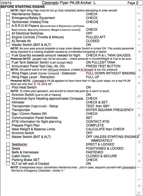 Piper PA-28 Arrow Compact Checklist, 52% OFF