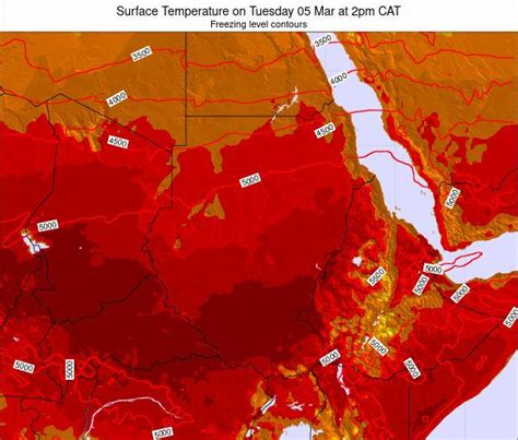 Sudan Surface Temperature on Saturday 23 Nov at 2pm CAT