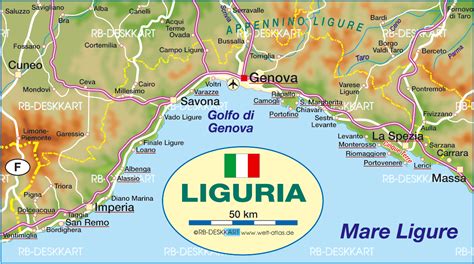 Map of Liguria (State / Section in Italy) | Welt-Atlas.de