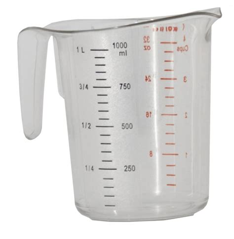 1 QT / 1000 ml Clear Polycarbonate Measuring Cup – Omcan