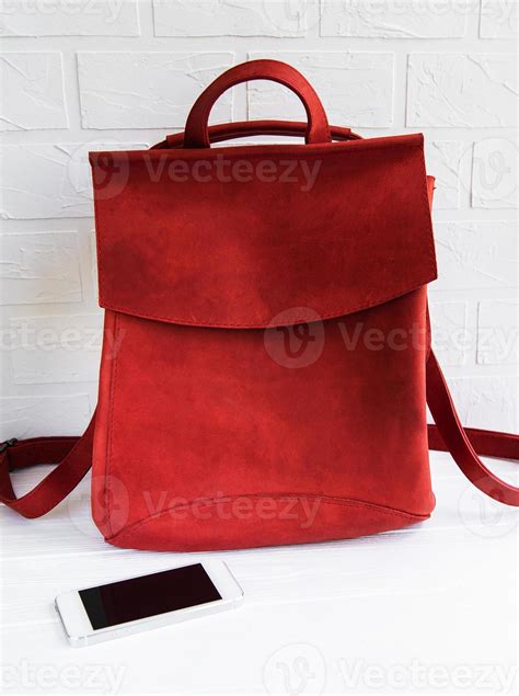 Red leather backpack 5697104 Stock Photo at Vecteezy