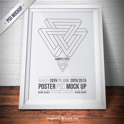 Free PSD | White frame mockup with poster