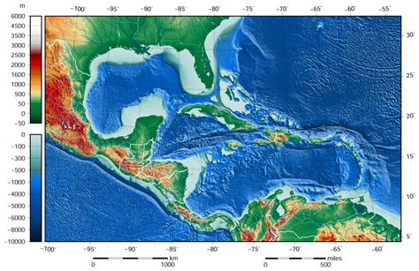 File:Caribbean Sea Gulf of Mexico shaded relief bathymetry land map.png ...