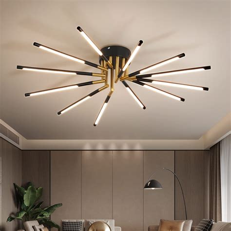 Modern Led ceiling light fixtures flush mount, Black and Gold Light ...