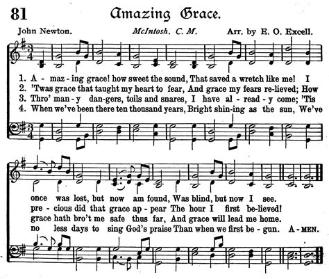 Free Printable Amazing Grace Hymn Sheet Music