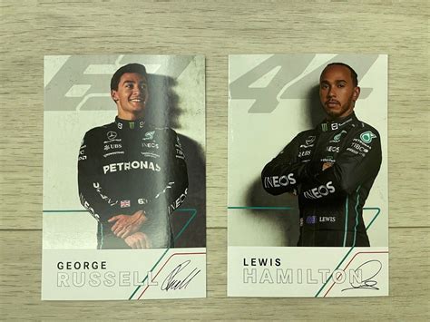 F1 Mercedes 2022 Driver Cards - Lewis Hamilton & George Russel, Hobbies ...