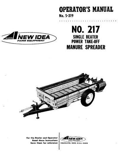 New Idea 211, 212, 213, 214, and 217 Manure Spreader Manual | Farm ...