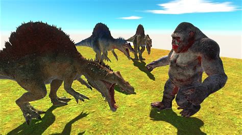 King Kong vs 3 Spinosaurus - Animal Revolt Battle Simulator - YouTube