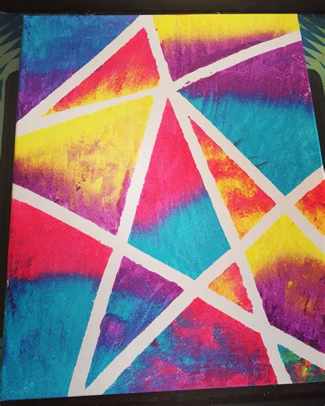 Vibrant Abstract Canvas Art with Masking Tape Technique