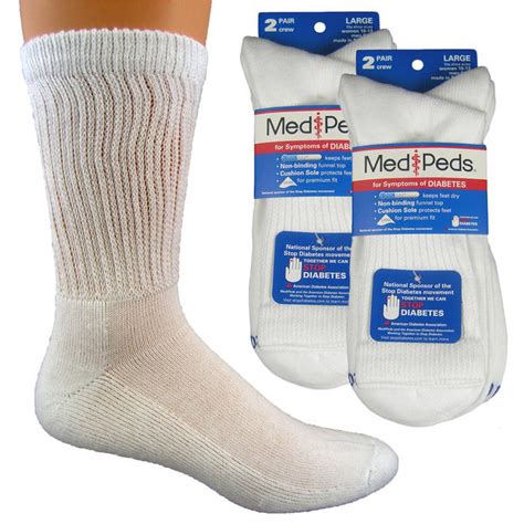 MediPeds Diabetic Crew Socks - 4 Pr