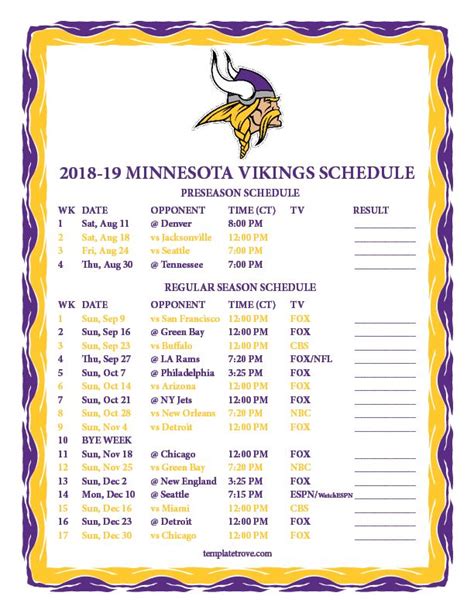 Vikings Schedule 2022-2023 Printable - Printable Word Searches