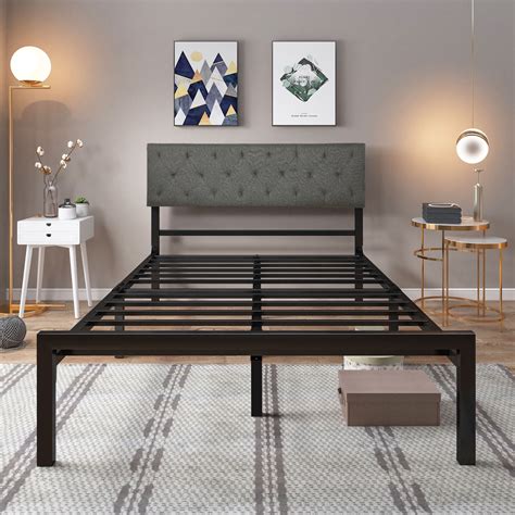 YITAHOME Metal Bed Frame with Upholstered Headboard Nepal | Ubuy