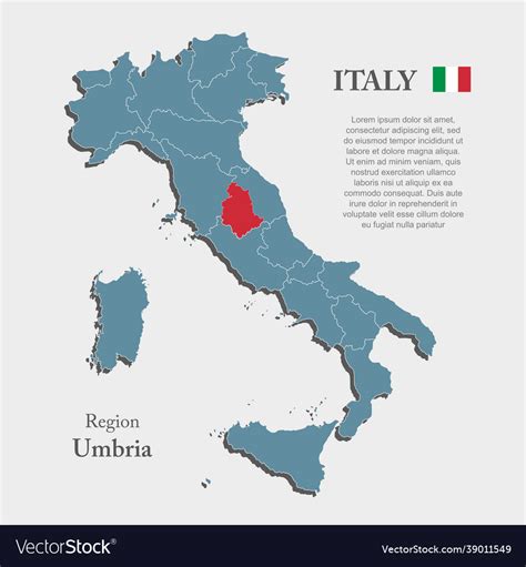 Map country italy and region umbria Royalty Free Vector