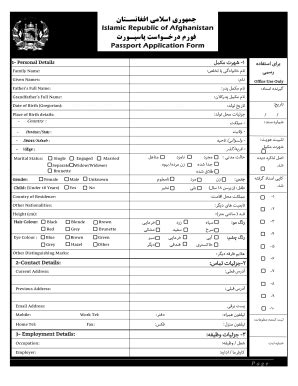 Islamic Republic Of Afghanistan Passport Application Form - Fill Online ...