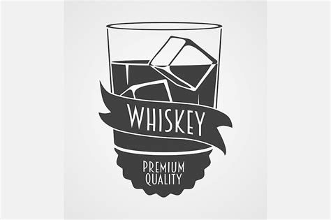 Whiskey logo with glass and ice | Branding & Logo Templates ~ Creative ...