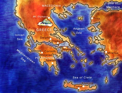 Map Of Ancient Greece For Kids - Map Of The Middle East