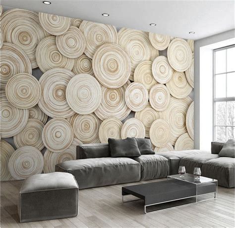 Large Custom Mural Wallpaper Modern Design 3D Wood Texture Living Room ...