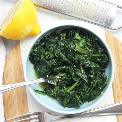 Buttered Wilted Spinach with Garlic and Lemon - Bite On The Side