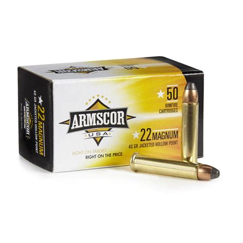 Armscor .22 Magnum Ammo, 40 Grain JHP, 50 Rounds - 644954, .22 Magnum ...