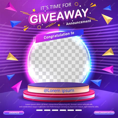 Premium Vector | Giveaway winner announcement social media post template