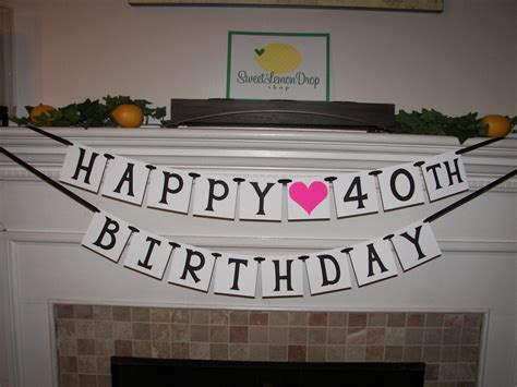 HAPPY 40th BIRTHDAY Banner Custom Age Birthday Banner