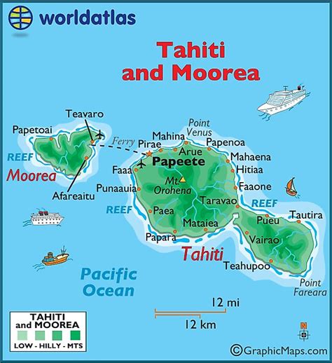 Tahiti and Moorea Large Color Map