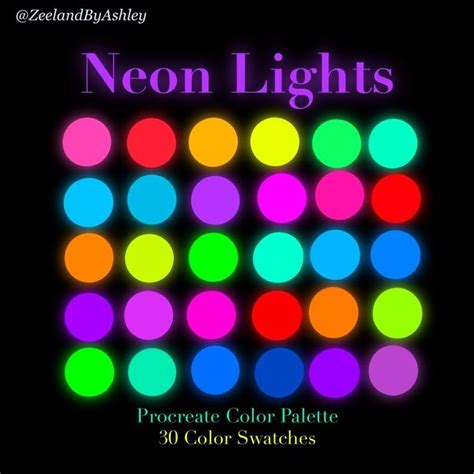 Neon Procreate Color Palette 30 Swatches Instant Download - Etsy | Neon ...